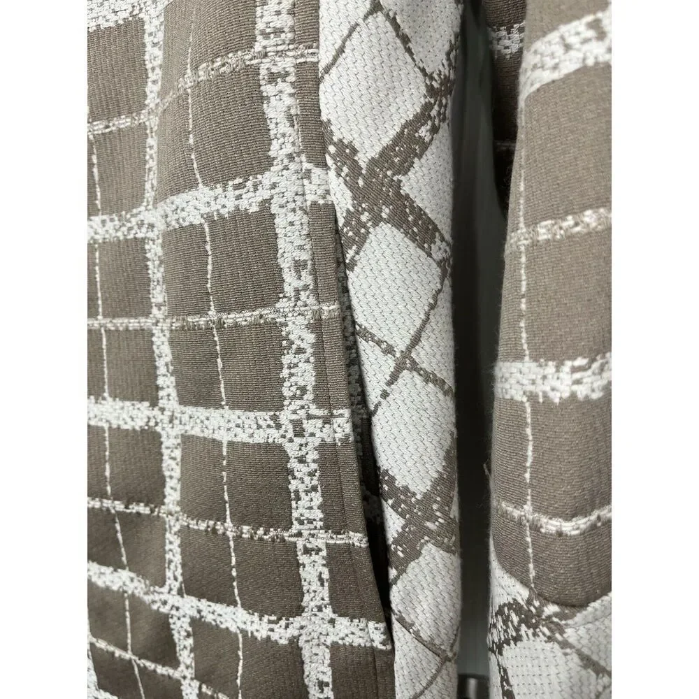 Dennis Basso Women's Plaid Button Front Topper Pockets Cream Tan Size‎ 8 NWT